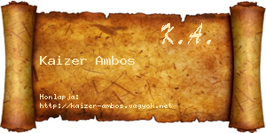 Kaizer Ambos névjegykártya
